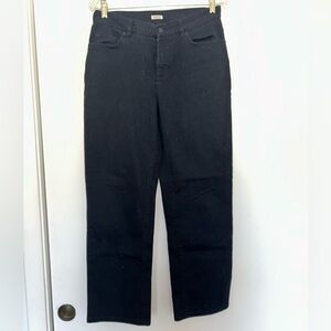 Jones New York Black Straight Leg Denim with Modern Distressing
